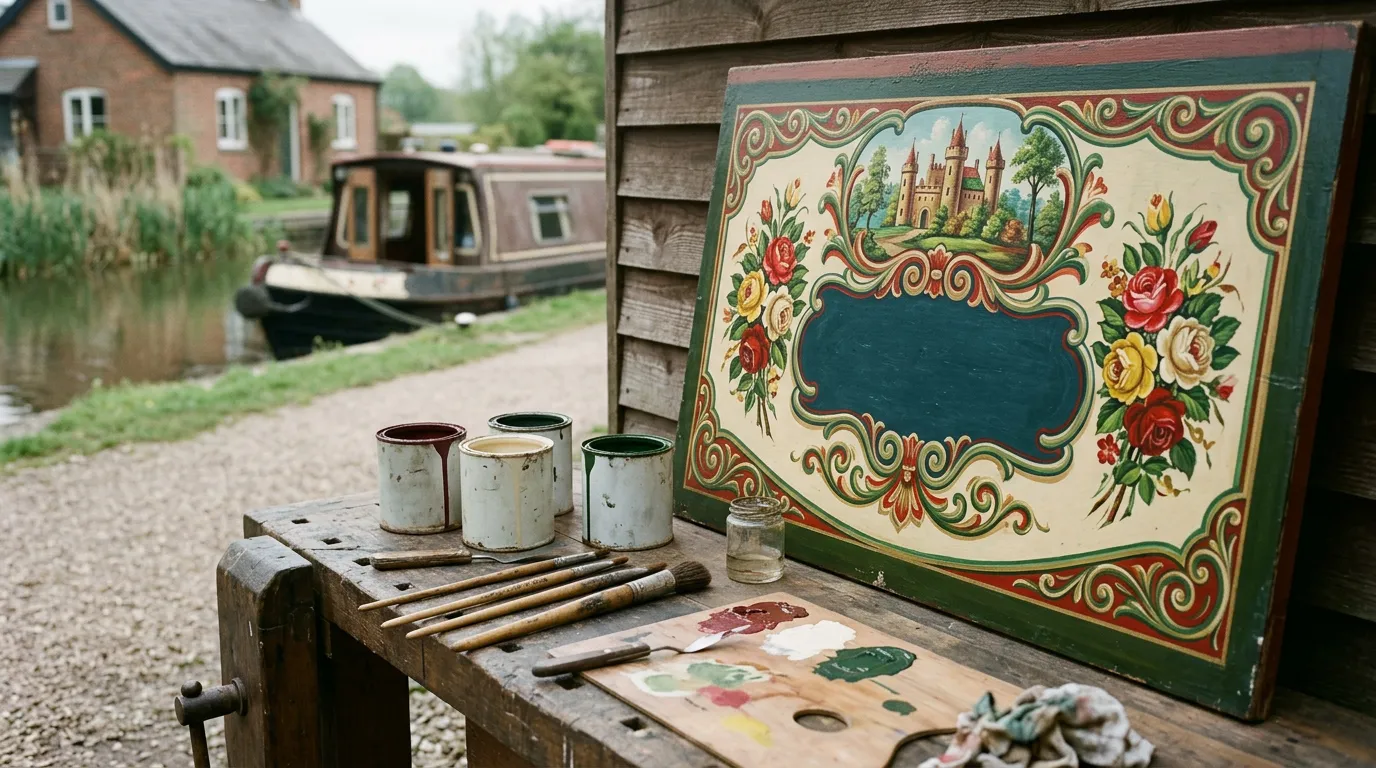 Canal boat signwriting. The name on the side.