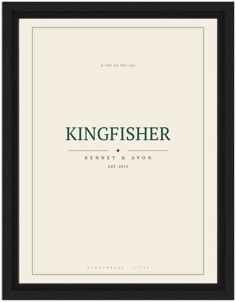 Example KINGFISHER name print on framed canvas